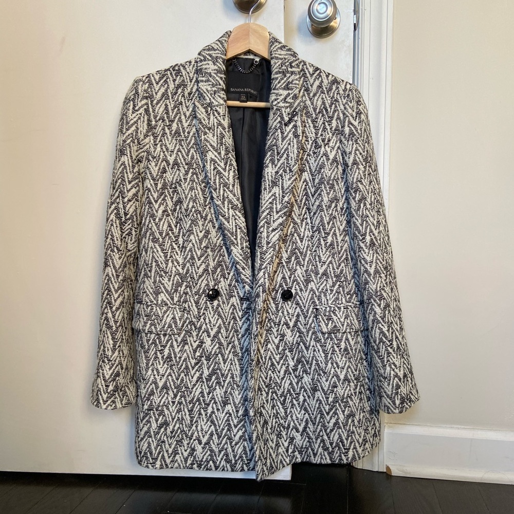 BANANA REPUBLIC Tweed Jacket Chevron Pattern Coat